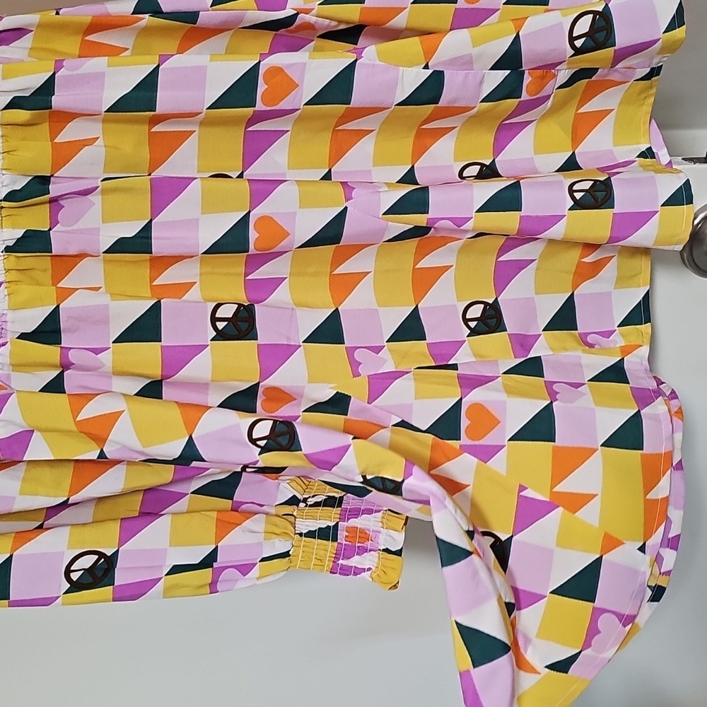 River Island Peace & Heart Print Button Down Dress Size 4 - Picture 5 of 9